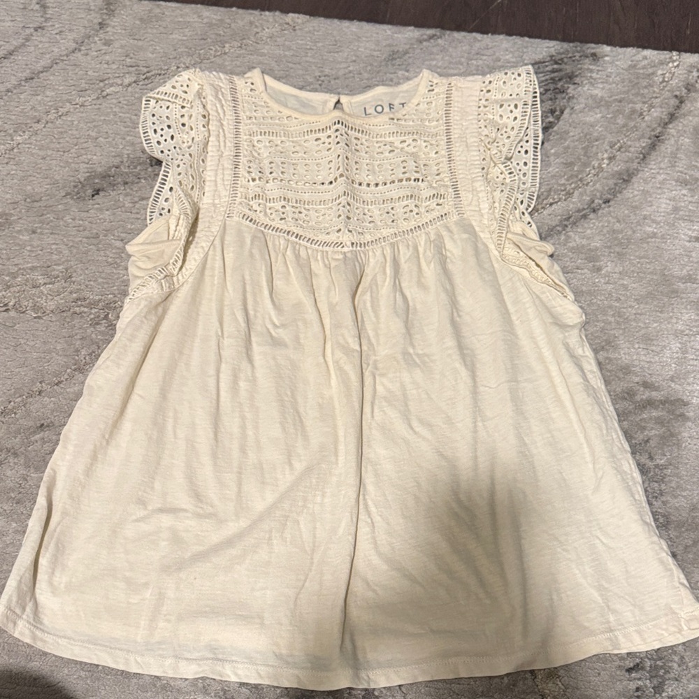 LOFT Ivory Eyelet Top